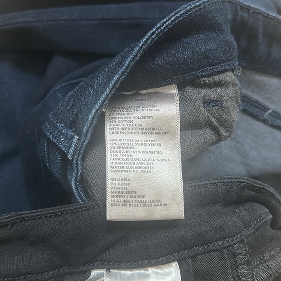 L’AGENCE Marguerite Skinny Jeans 2 Pairs Noir Marino Blue 28 - Picture 4 of 13